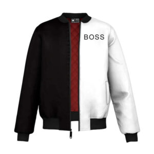 Black And White Letterman Bomber Jacket - Image 1