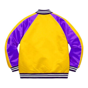 Yellow And Purple Satin Letterman Varsity Jacket - Image 3