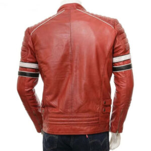 Quilted Diamond Biker Style Leather Jacket - Image 2