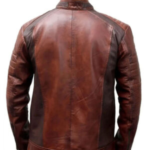 Vintage Distressed Brown Waxed Biker Motorcycle Leather Jacket - Image 3