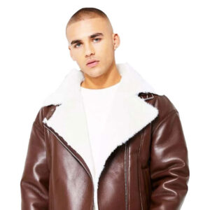 Dark Brown Aviator Leather Jacket - Image 2