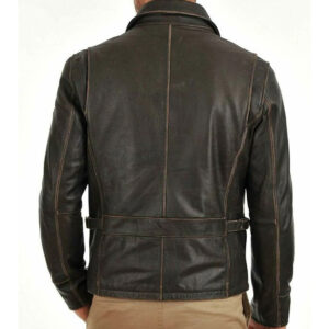 Slim Fit Black Leather Biker Style Jacket - Image 2