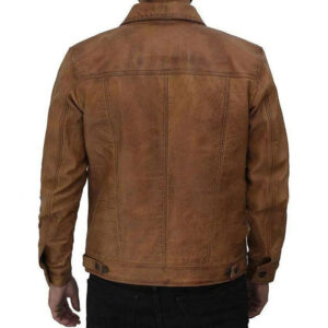 Brown Slim Fit Genuine Sheepskin Leather Jacket - Image 2