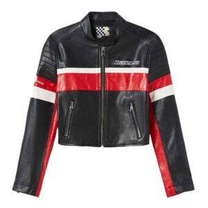 Handmade Multicolor Faux Leather Biker Style Jacket - Image 1