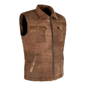 Handmade Genuine Brown Leather Vest For Motorcycle Rider - Image 2