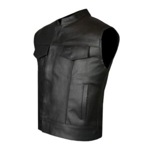 Club Style Motorbike Leather Vest - Image 2