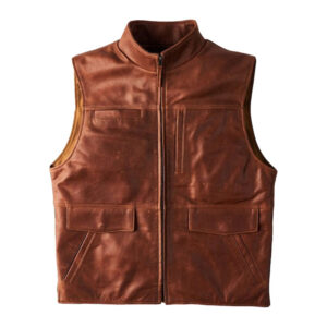 Brown Leather Gentleman Style Vest - Image 1