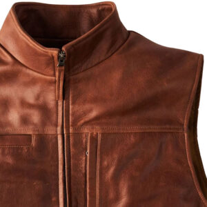 Brown Leather Gentleman Style Vest - Image 2