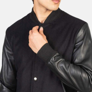 Sheepskin Varsity Sleeves Leather & Synthetic Wool Body Jacket - Image 4