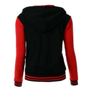 Varsity Jacket Style Letterman Coat Black Red Hoodie - Image 2