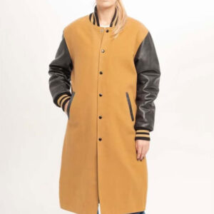 Ribbed Style Collar Varsity Jackets Long Coat - Image 2