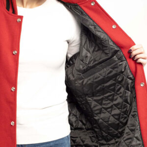 Warm Stylish Wool Varsity Style Leather Sleeves Coat - Image 4