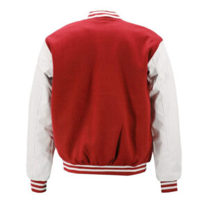 Red Varsity Baseball Letterman College Bomber Jacket - Image 3