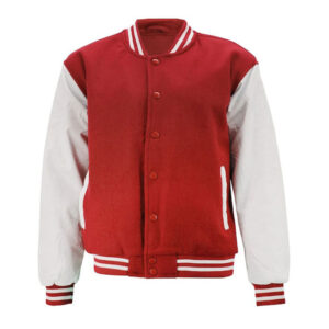 Red Varsity Baseball Letterman College Bomber Jacket - Image 1