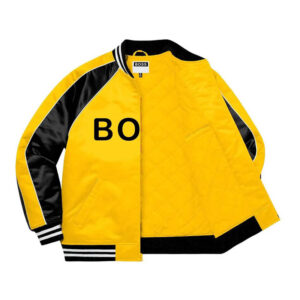 Golden And Black Varsity Satin Jacket - Image 3