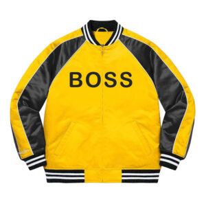 Golden And Black Varsity Satin Jacket - Image 4