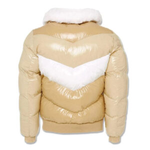 Shiny Golden Bubble Puffer Bomber Aviator Jacket - Image 3