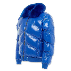 Handmade Blue Aviator Bomber Puffer Jacket - Image 2