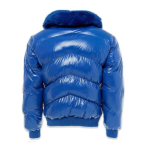 Handmade Blue Aviator Bomber Puffer Jacket - Image 3