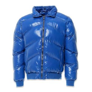 Handmade Blue Aviator Bomber Puffer Jacket - Image 4