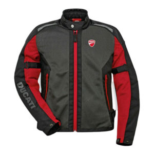 Ducati Motorbike Black And Red Waterproof CE Armours Textile Jacket - Image 1