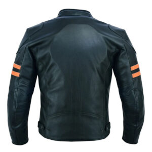 Genuine Cowhide Leather Warrior Style With Stripe Biker Jacket - Image 3