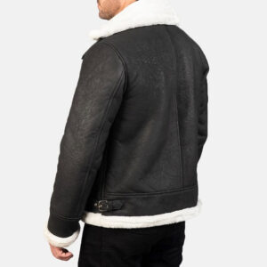 Real Sheepskin Bomber Aviator Coat Leather Jacket - Image 3