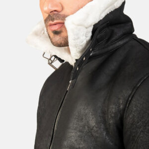 Real Sheepskin Bomber Aviator Coat Leather Jacket - Image 4