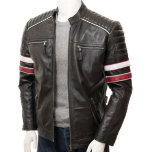 Retro Moto Bike Racing Leather Jacket - Image 1