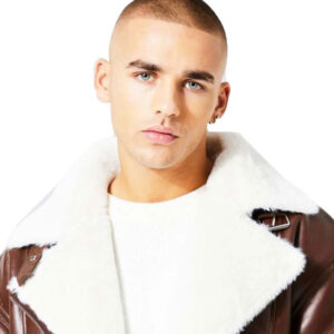 Dark Brown Aviator Leather Jacket - Image 4