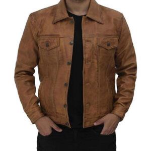 Brown Slim Fit Genuine Sheepskin Leather Jacket - Image 1