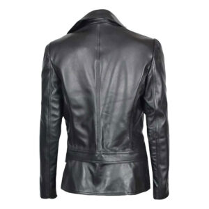 Ladies Slim Fit Black Leather Jacket - Image 2