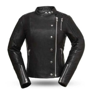 Black Spread Collar Leather Fashion Jacket - Image 3