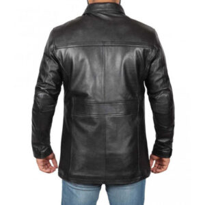 Lambskin Black Leather Blazer Coat - Image 4