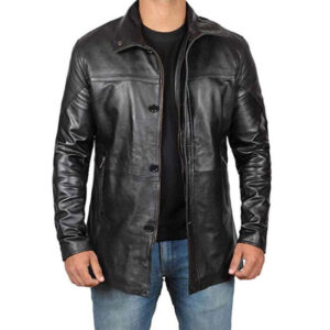 Lambskin Black Leather Blazer Coat - Image 1