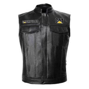 Black Leather Outdoor Vest - Image 1