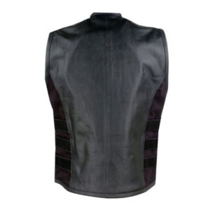 Adjustable Velcro Straps Biker Real Leather Vest - Image 3