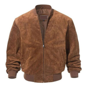 Brown Suede Bomber Jacket - Image 1