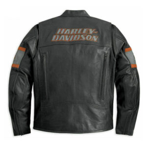 Harley Davidson Black Cowhide Leather Motorcycle Racer Jacket - Image 2