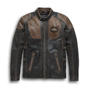 Harley Davidson Triple Vent System Brown Leather Motorcycle Jacket - Image 1