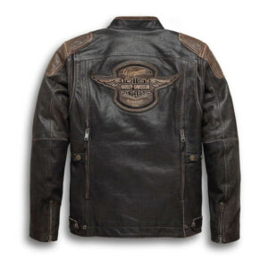 Harley Davidson Triple Vent System Brown Leather Motorcycle Jacket - Image 2