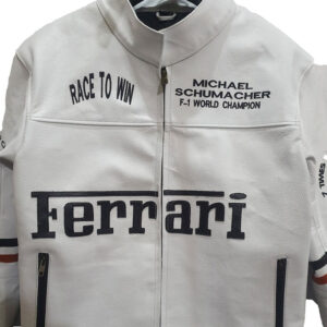 Ferrari F1 Motorbike Racing Cowhide Leather Jacket - Image 3