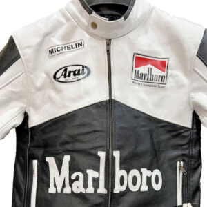 Marlboro Black & White Racing Leather Jacket - Image 2