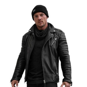 Lambskin Quilted Diamond Black Biker Style Leather Jacket - Image 2