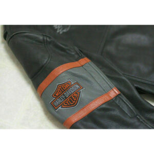 Harley Davidson Black Cowhide Leather Motorcycle Racer Jacket - Image 3