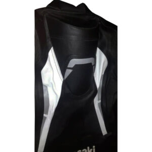 Kawasaki Black And White Motorbike Racing Leather Jacket - Image 2