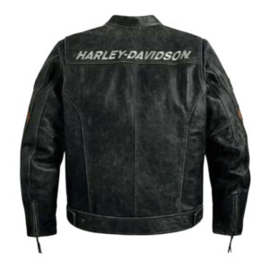 New Harley Davidson Black Leather Motorcycle Racing Jacket - Image 2