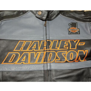 Harley Davidson Black Leather Motorcycle Racing Jacket - Image 3