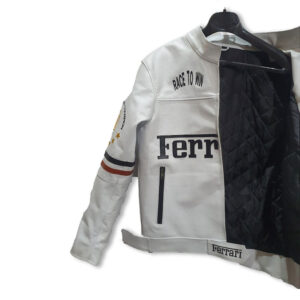 Ferrari F1 Motorbike Racing Cowhide Leather Jacket - Image 5