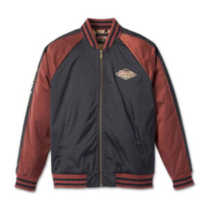 Harley Davidson Black And Red Varsity Bomber Jacket - Image 1